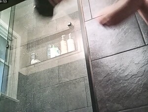 Cute sis daug big tits dancing while showering