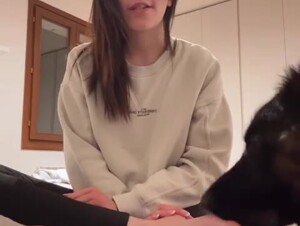 Dog lick feet
